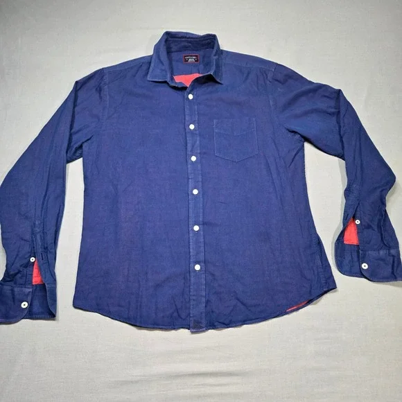 UNTUCKit Button Down Shirt Medium Blue Quagliano-Red Long Sleeve Cotton - Picture 2 of 9